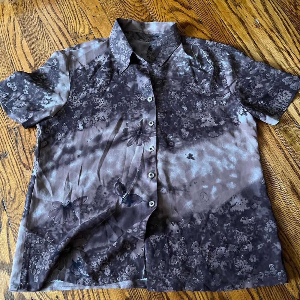 Y2K Goth Dark Floral Fairy Blouse